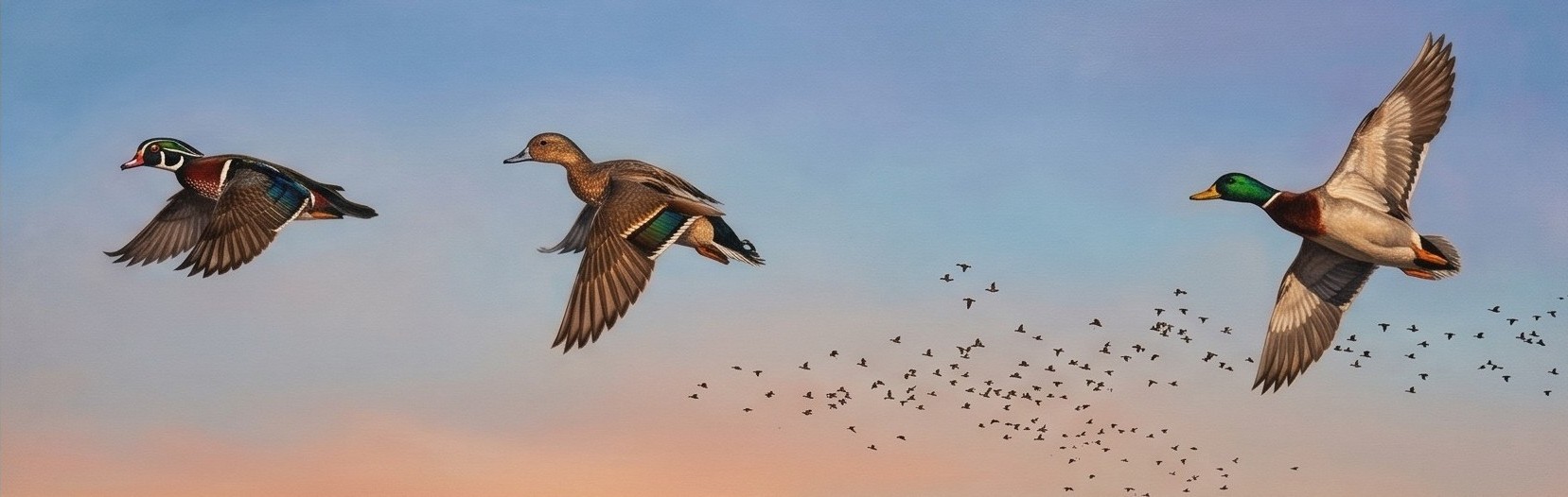 Duck hunting action shot from the blind
